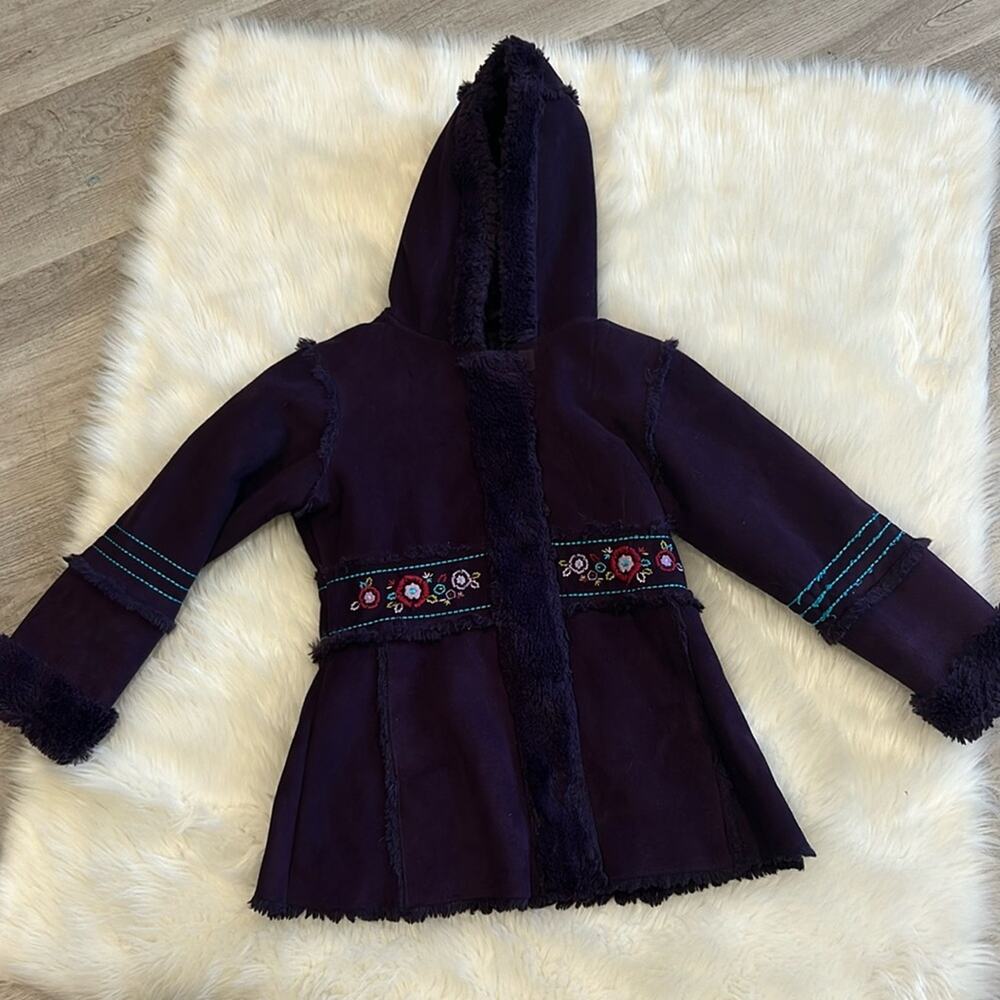 Royal Purple Floral Embroidered Rothschild Peacoat (6X).